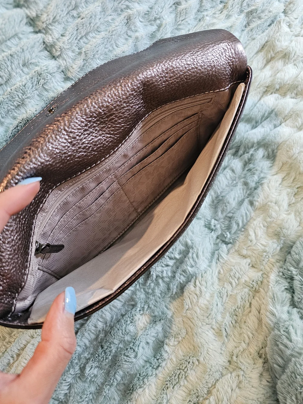 Michael Kors Leather Foldover Clutch